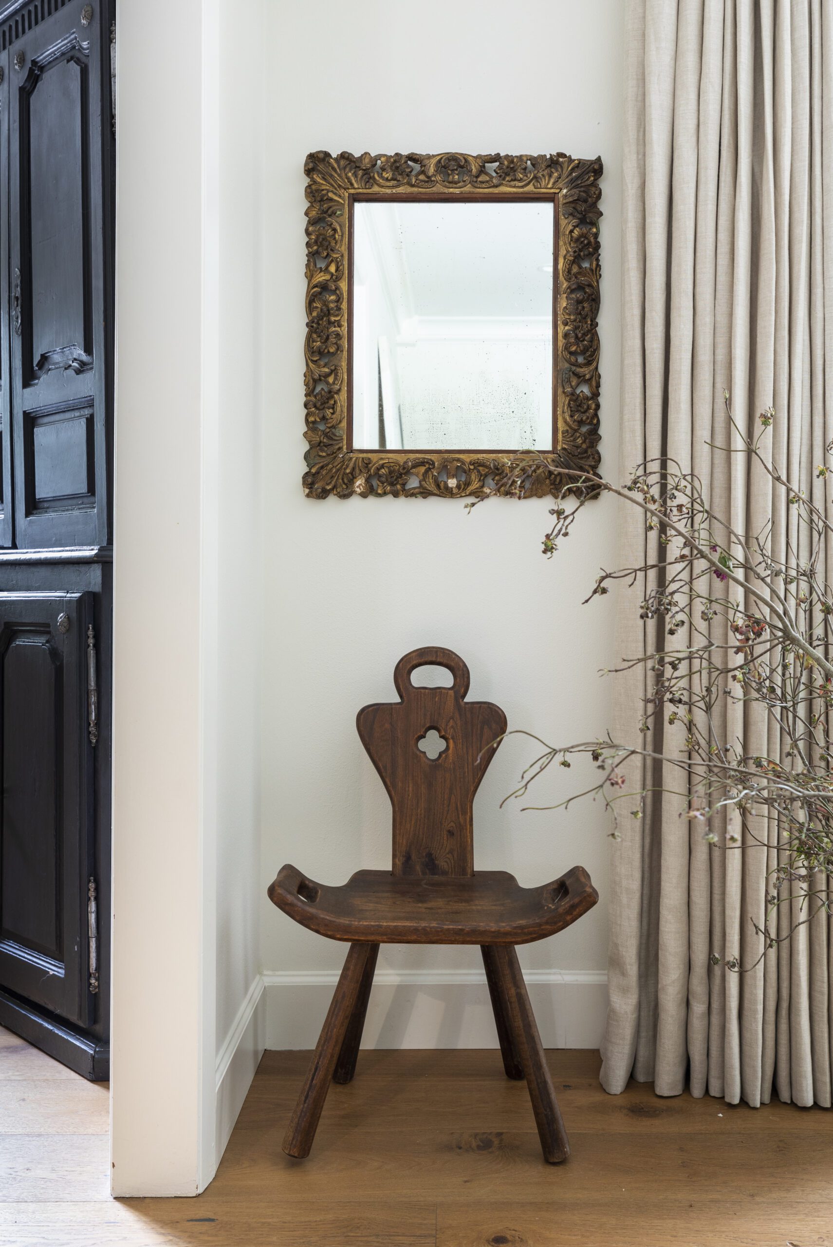 Antique wooden chair vignette