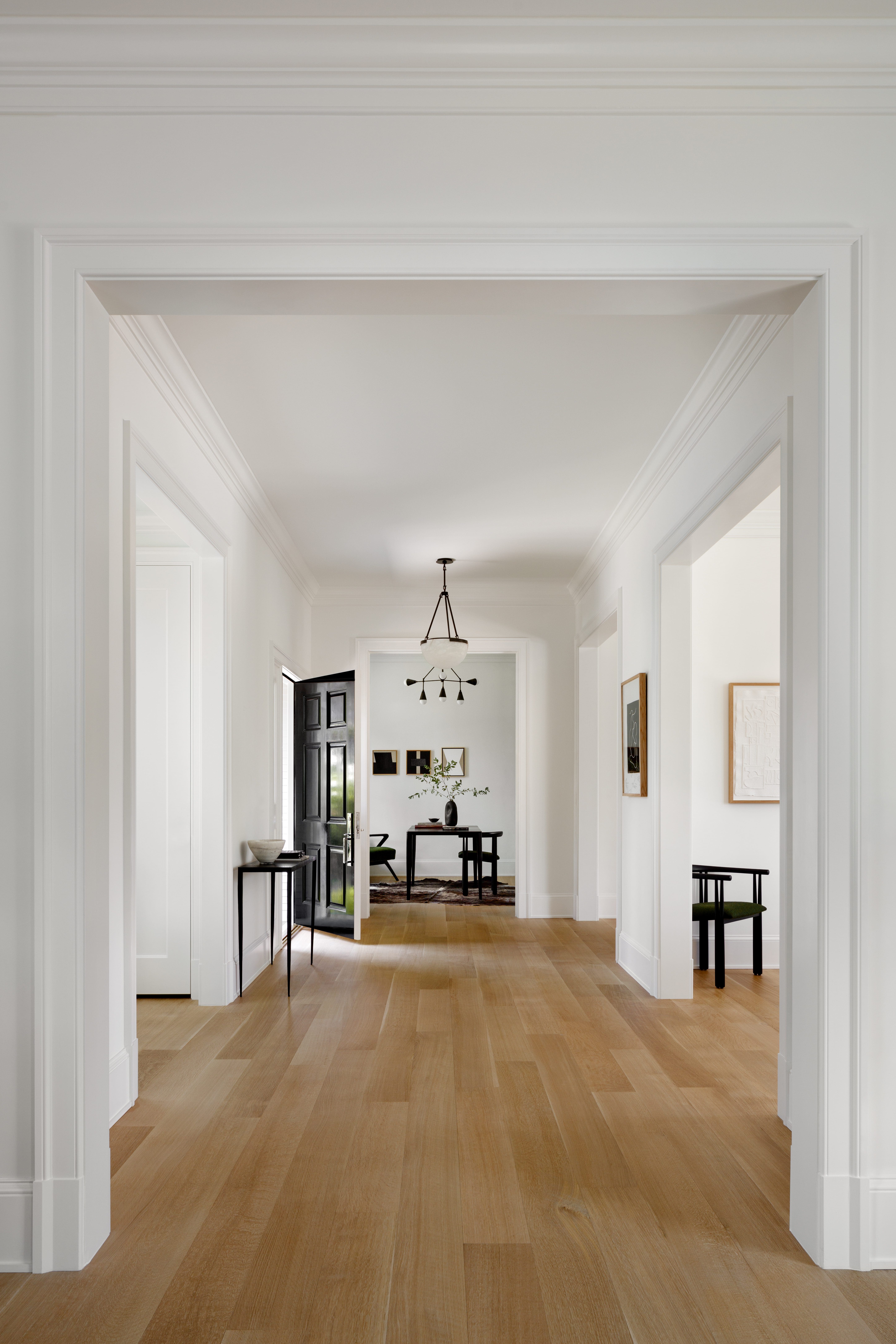 Hallway interior white walls