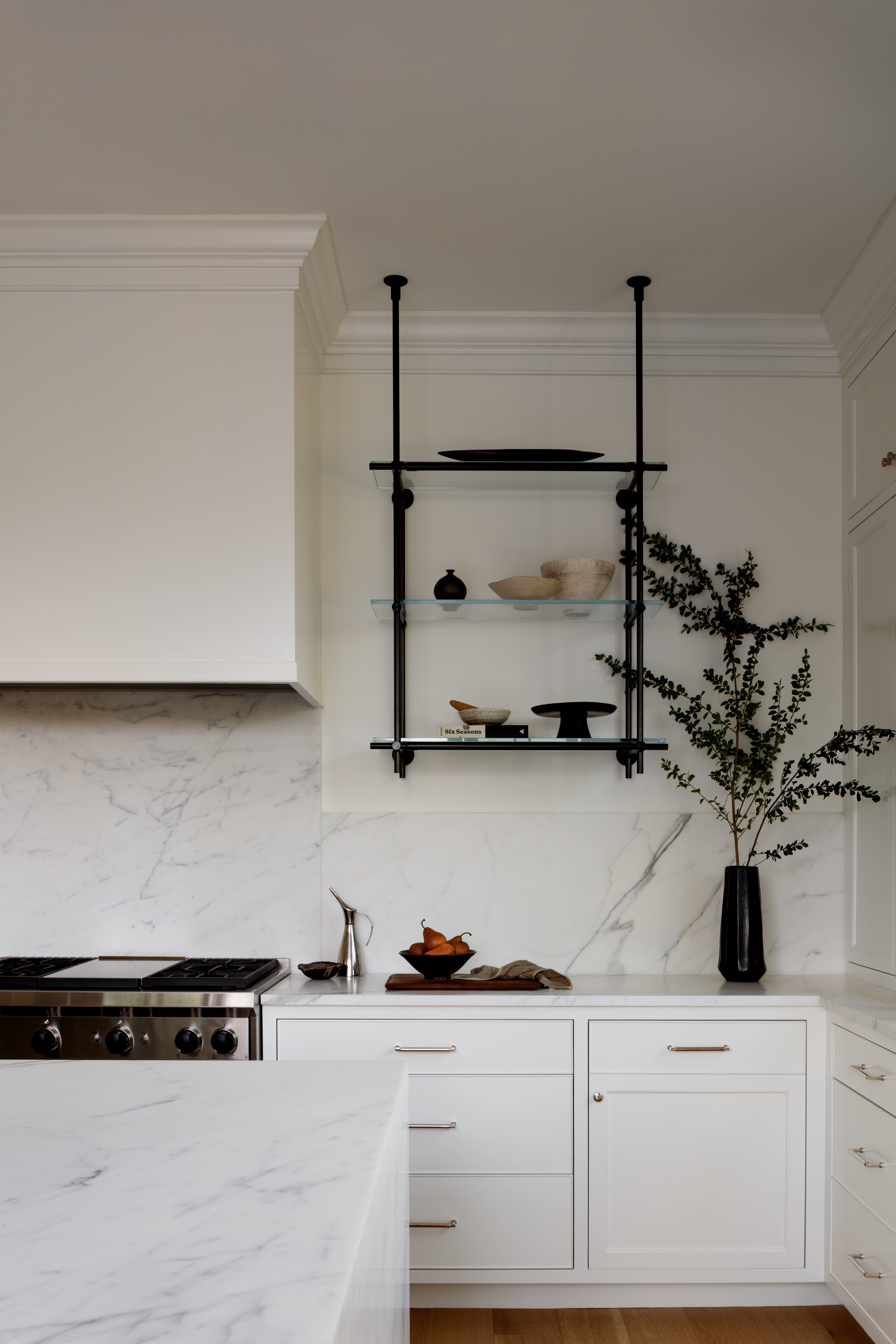 Contemporary kitchen design built-in shelves