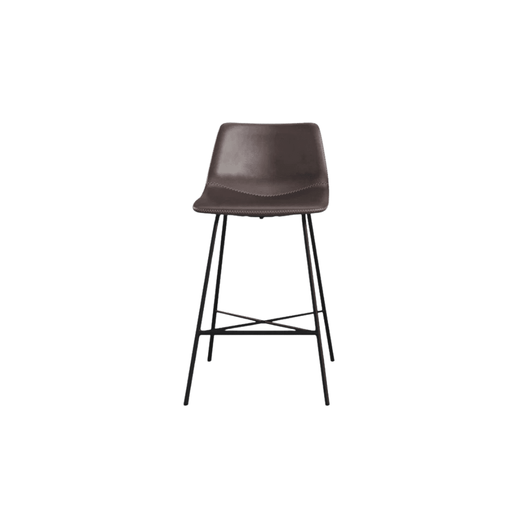 Brown leather dining stool