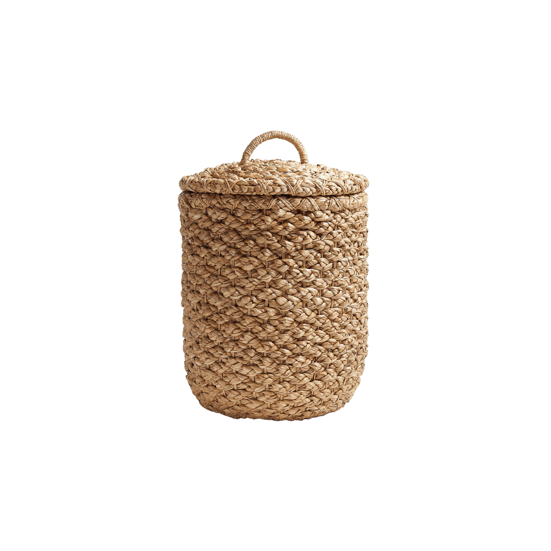 Woven hamper with lid