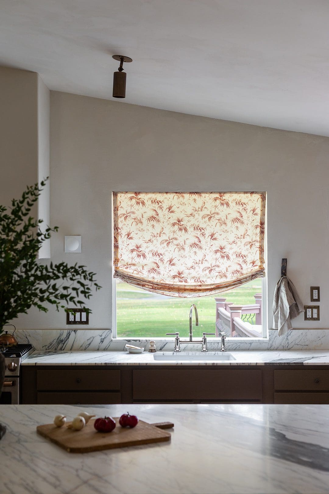 Roman shades European kitchen design