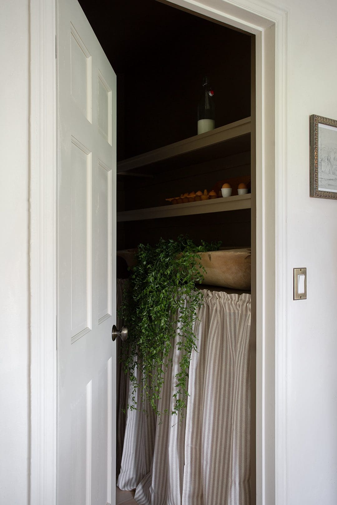 Pantry with cafe curtains