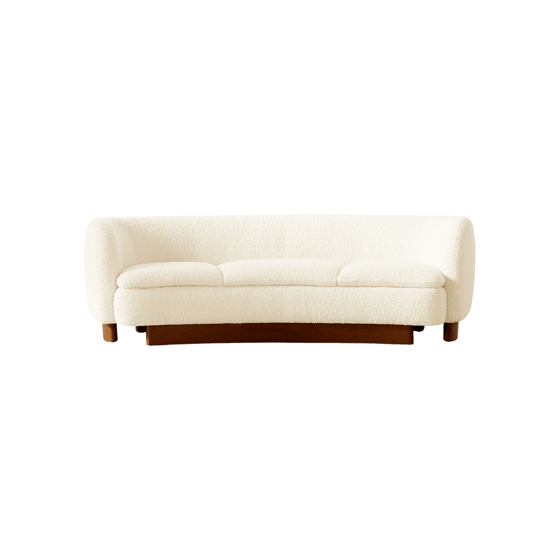 Cream boucle curved sofa