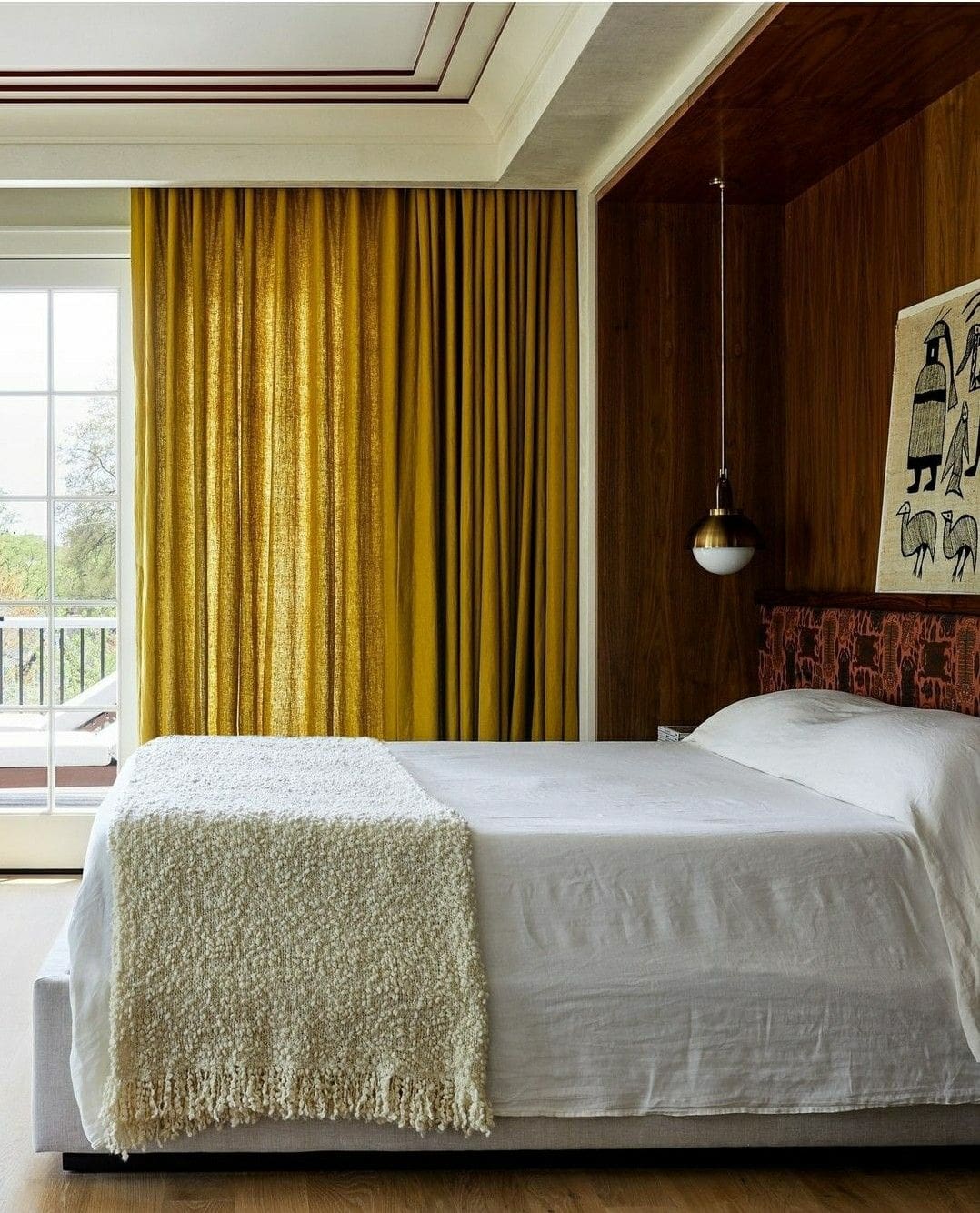 Olive oil yellow curtains in bedroom