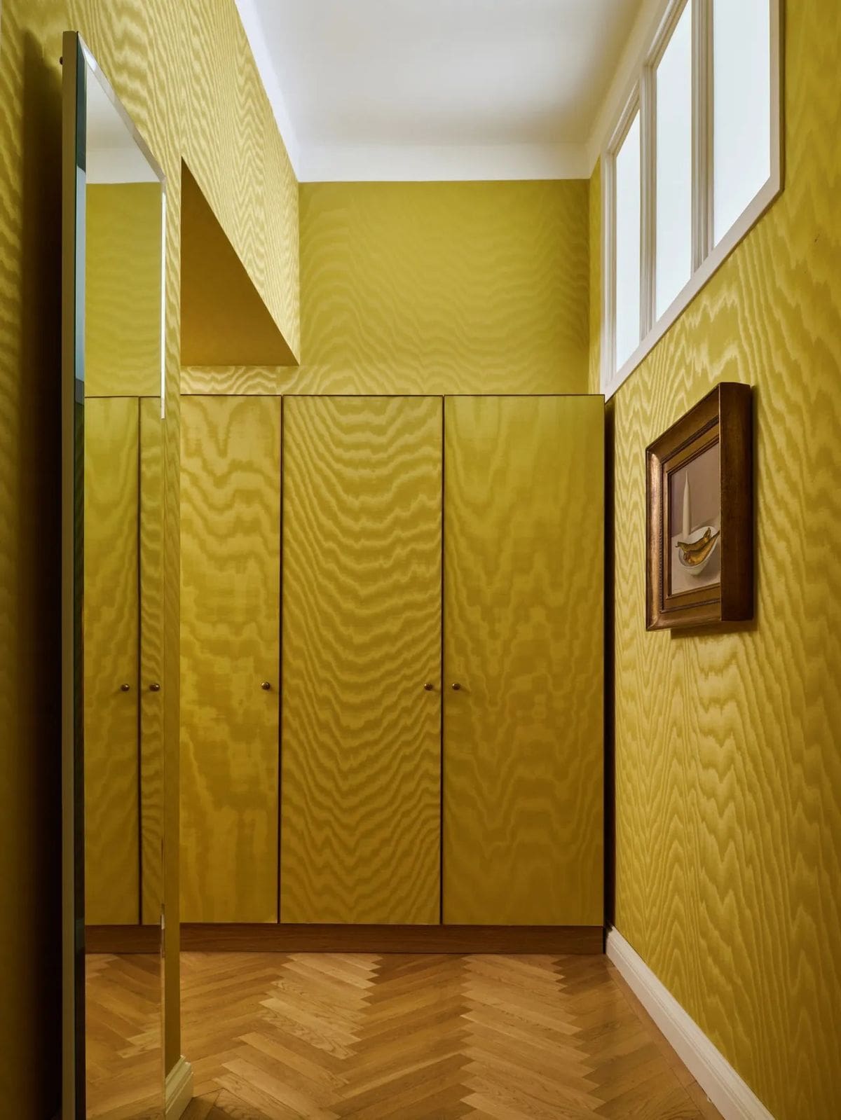 Olive oil yellow closet hallway