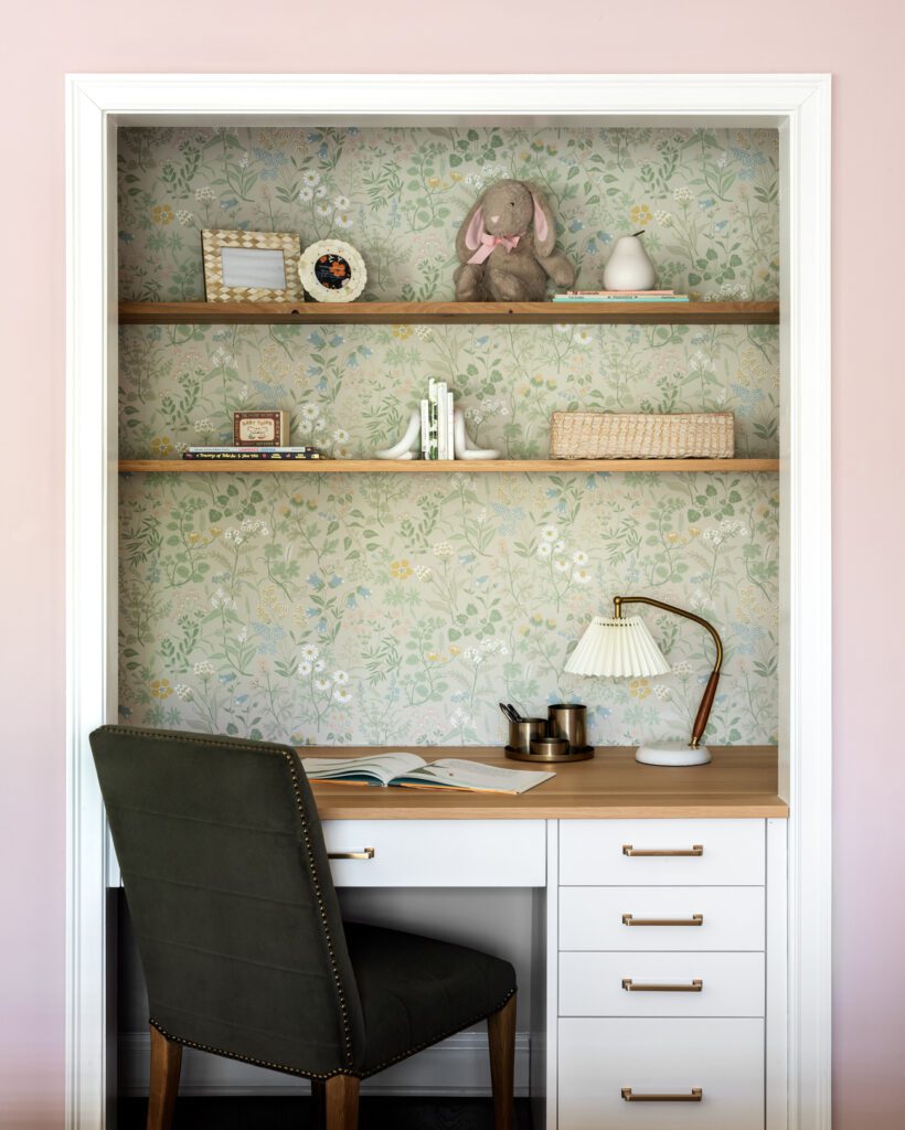 Children's writing nook green interior design