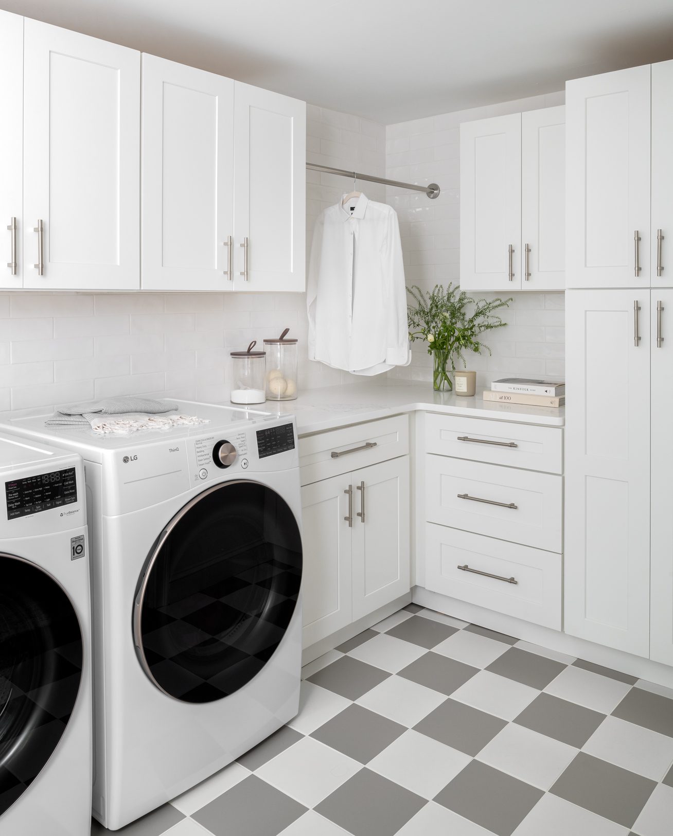 Laundry room checkered floor