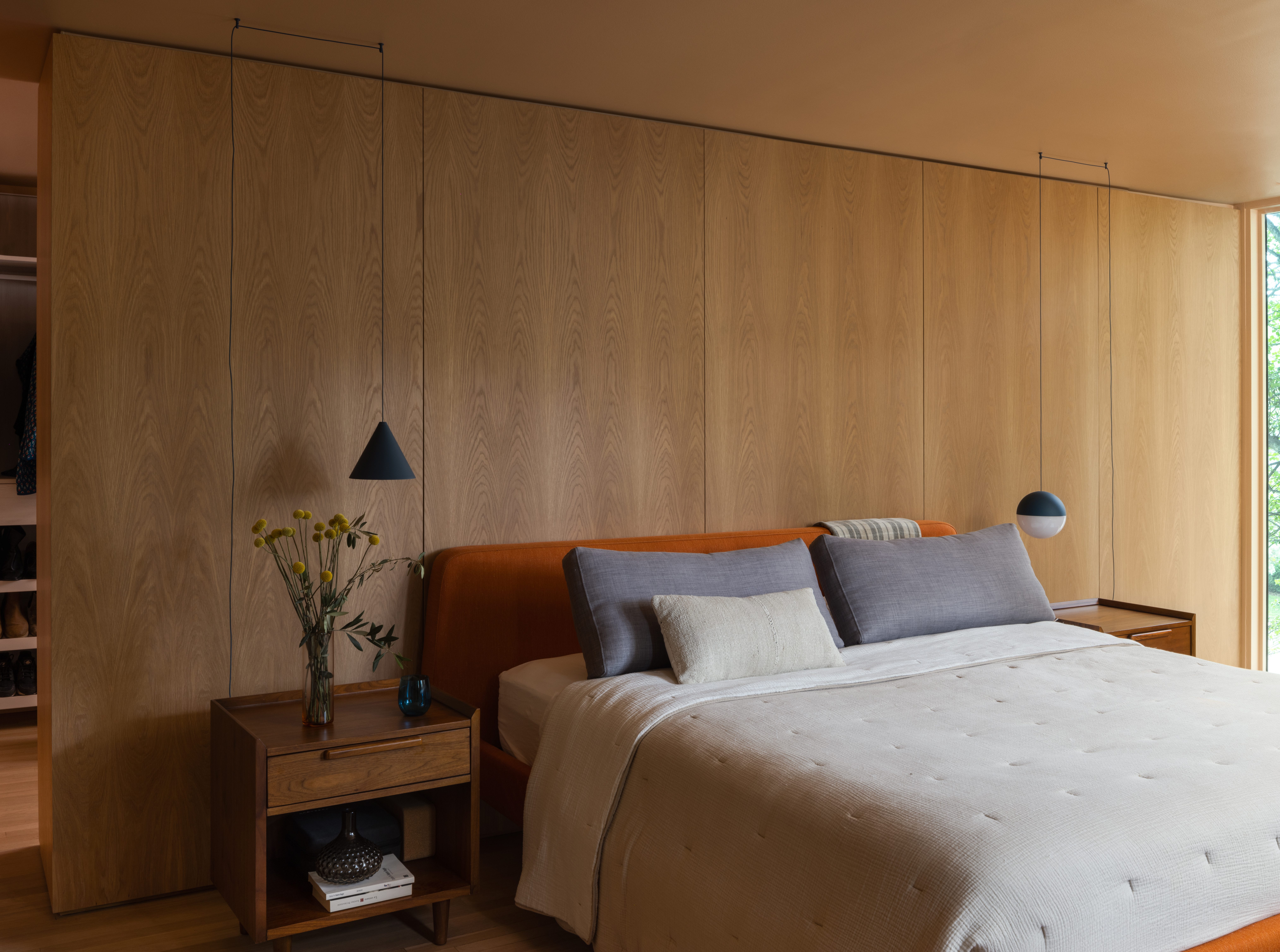 Wood primary bedroom