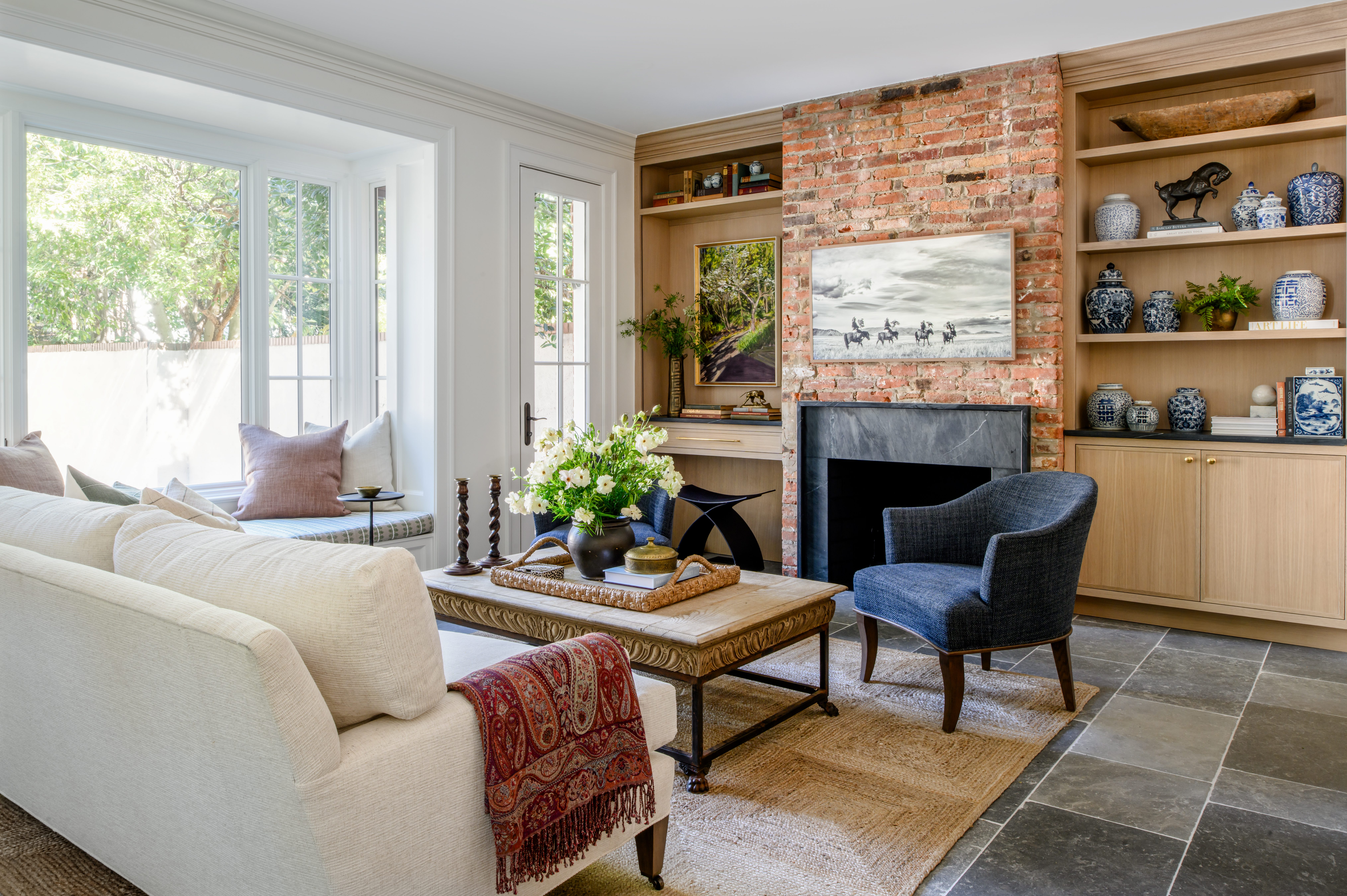 Brick modern living room design