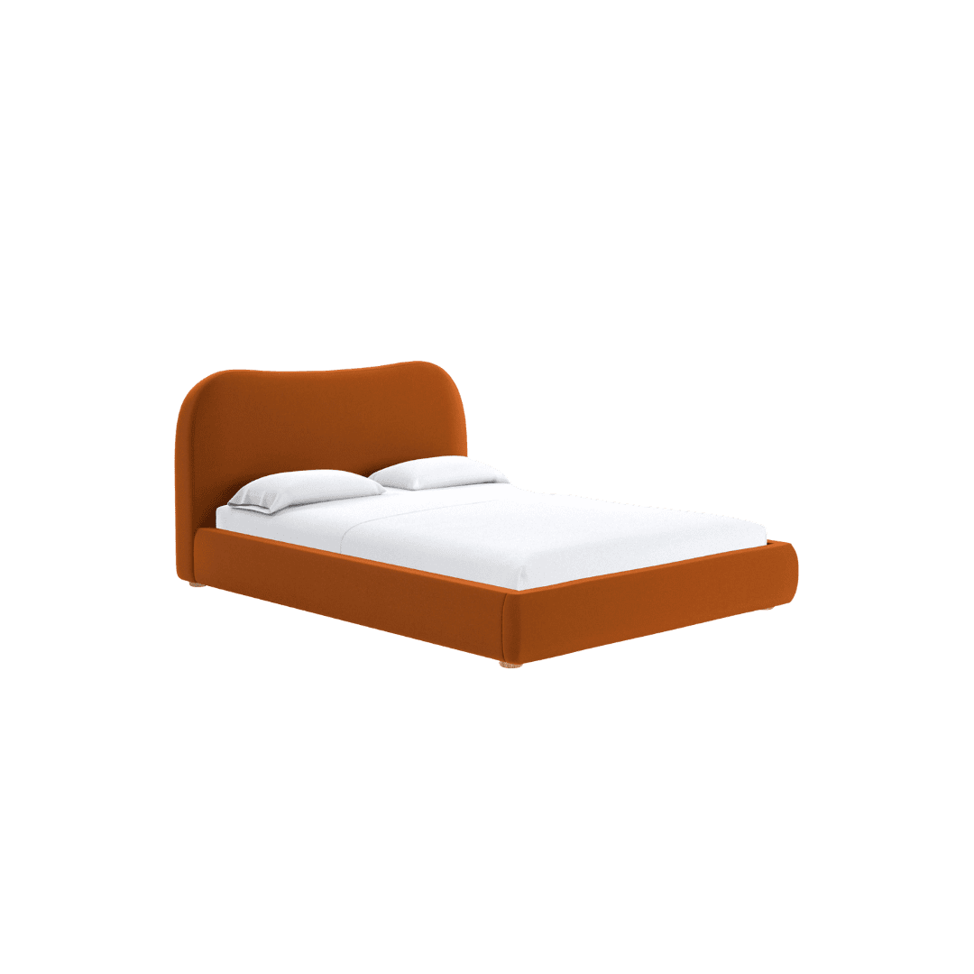 Rust orange bedframe with headboard