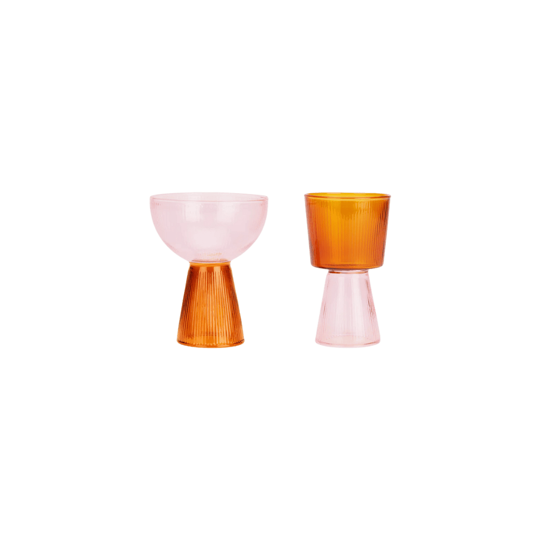 Orange and pink glassware