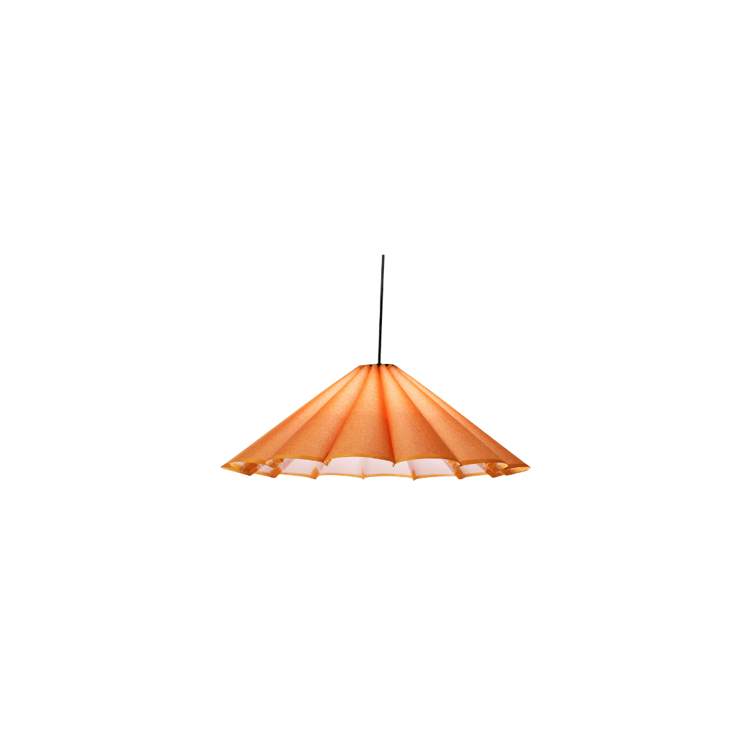 Orange linen pendant light fixture