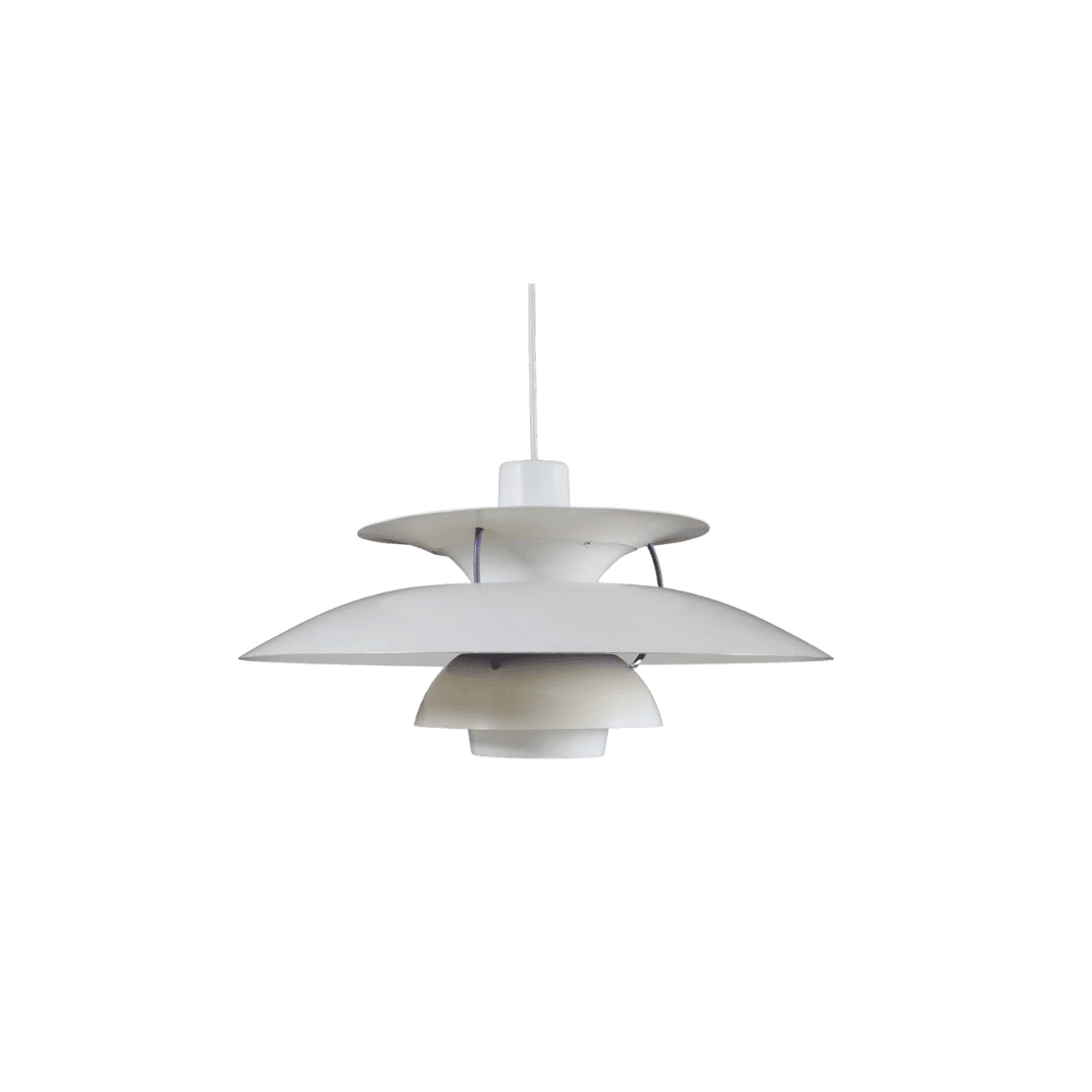 White mid century modern light fixture