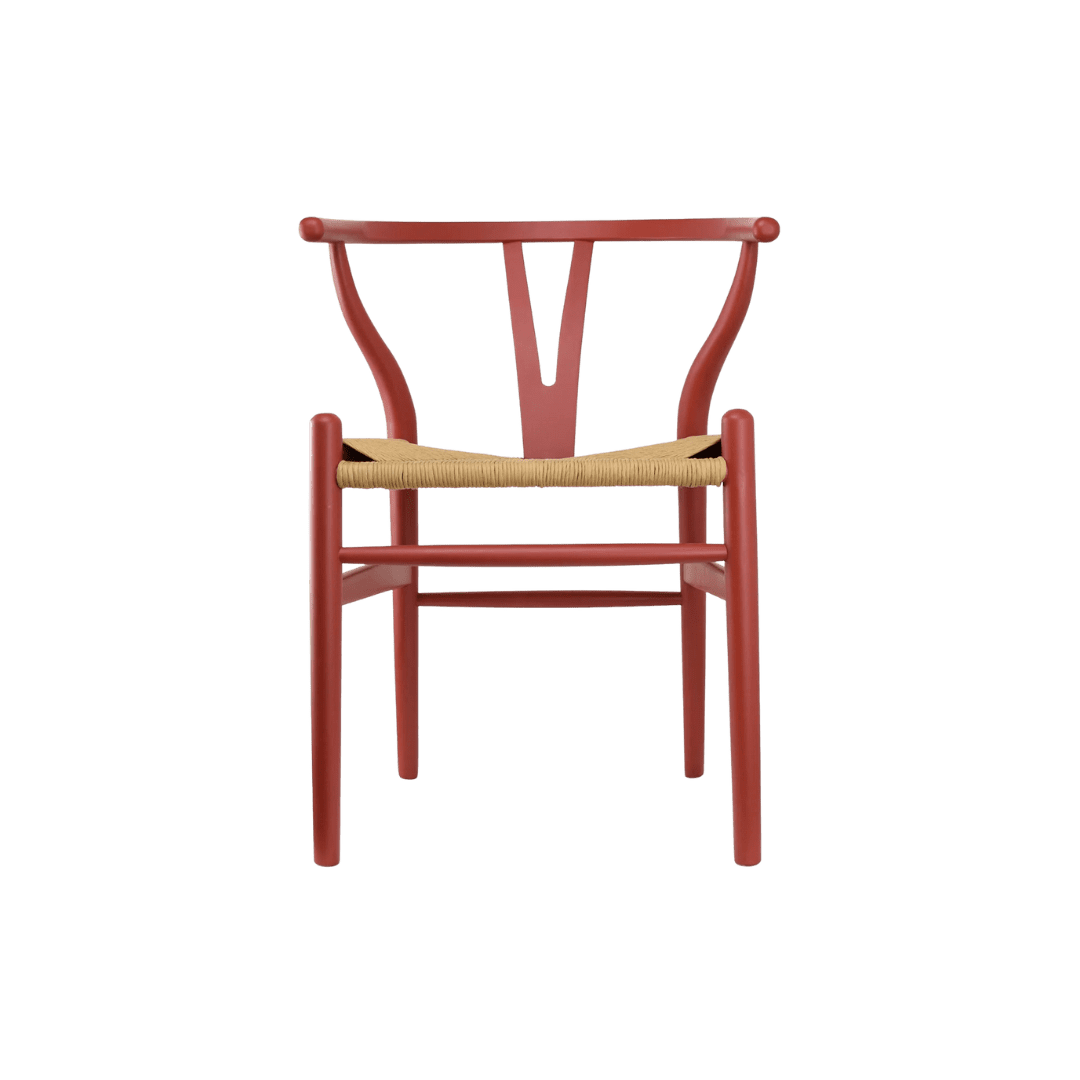 Red wishbone dining chair