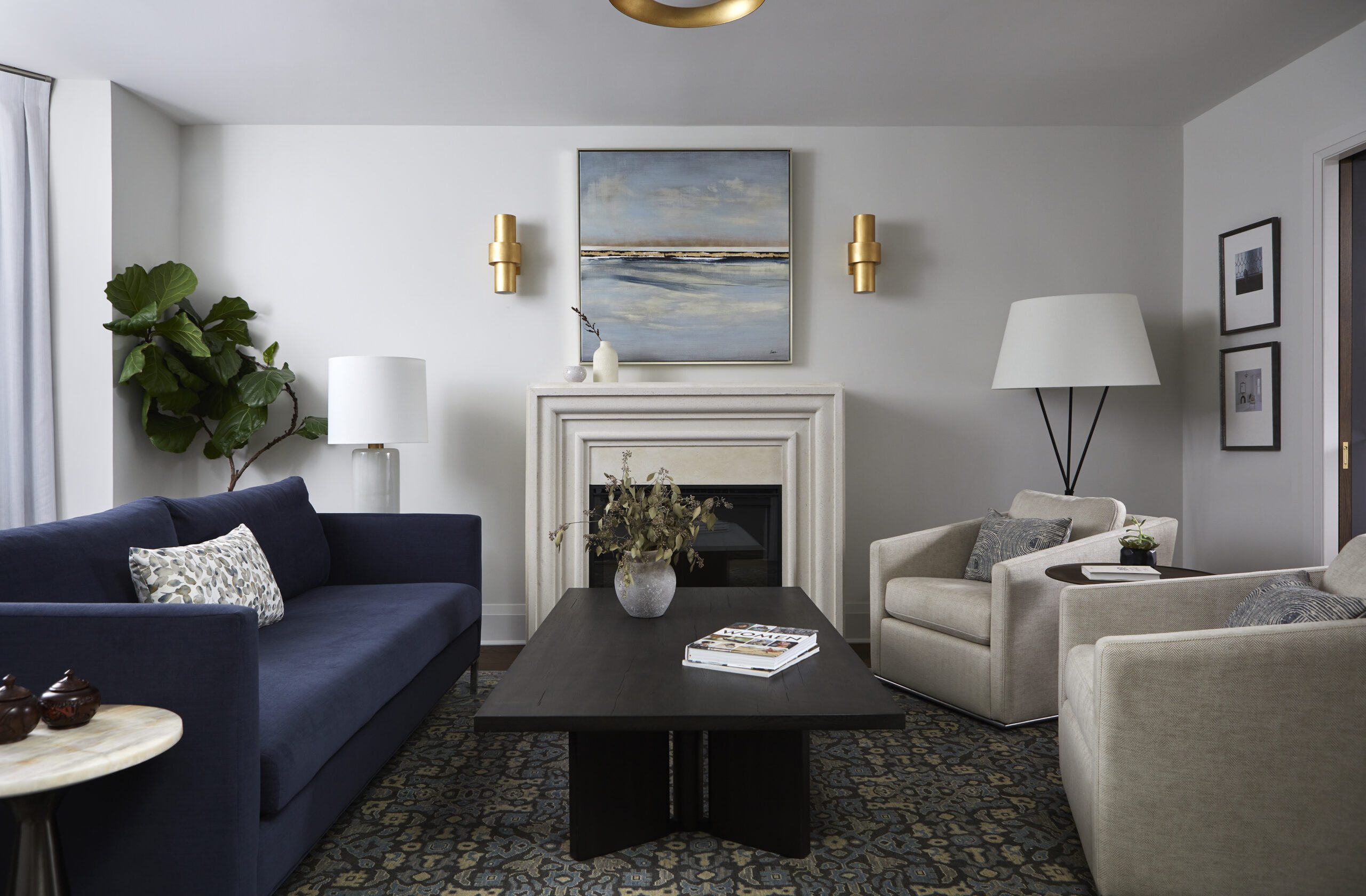 Modern transitional living room design