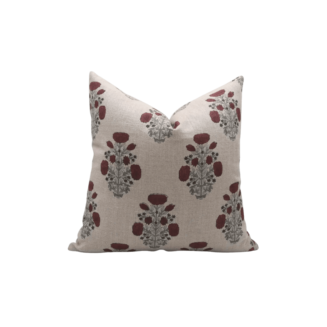 Floral block printed pillow