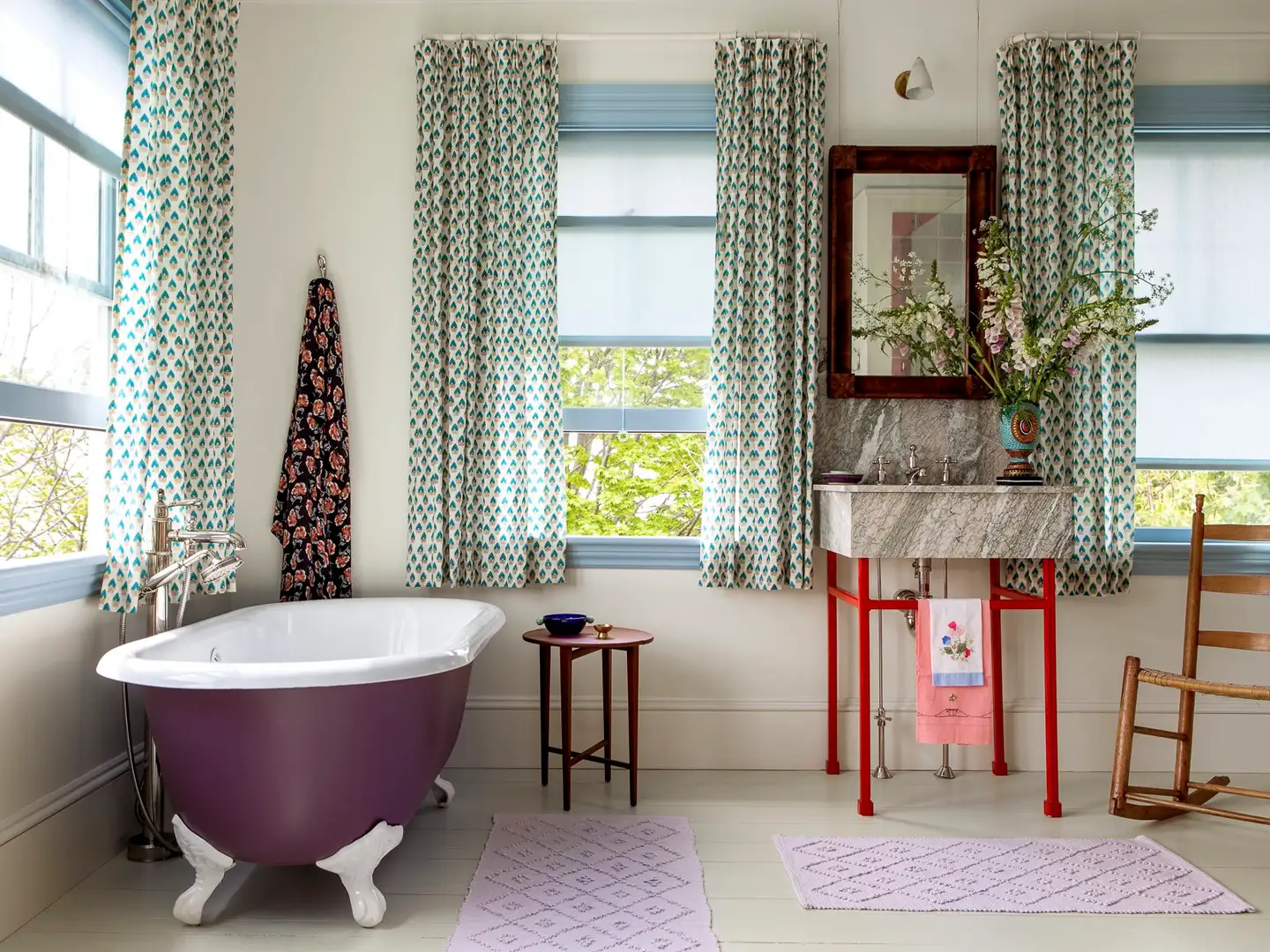 Bathroom lavender tub pedestal sink One Weird Thing