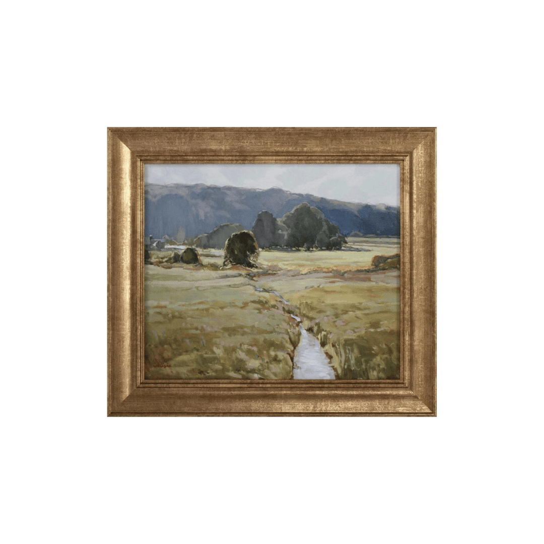 Brass framed landscape painting
