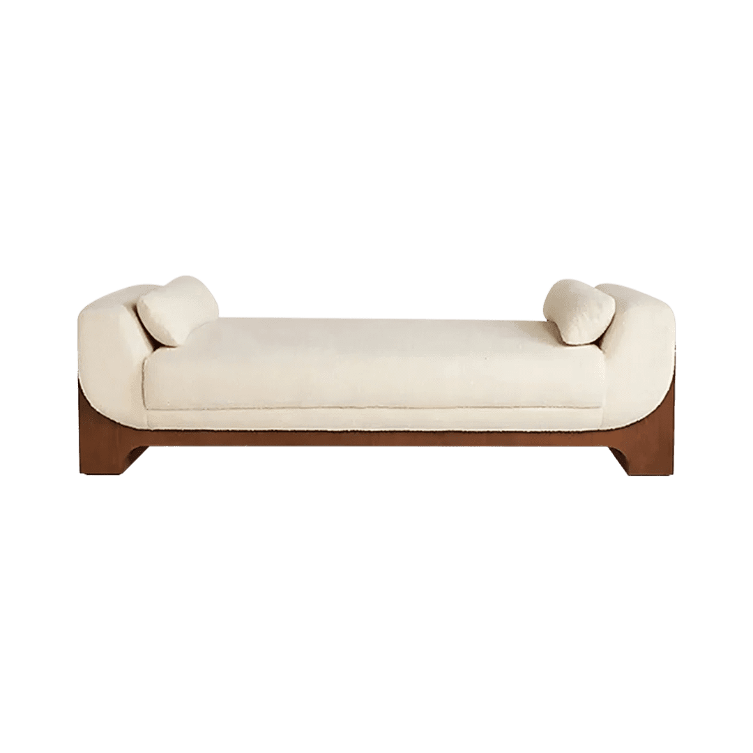 Cream upholstered bench