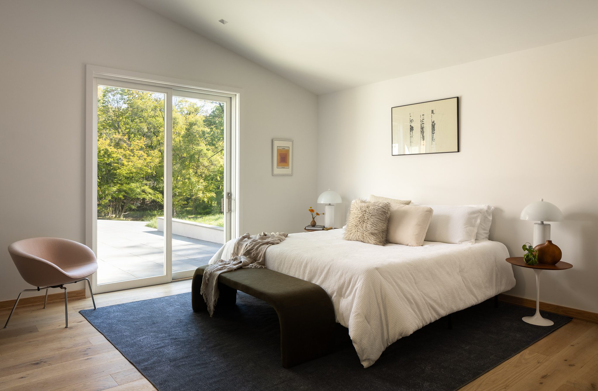 Primary bedroom mid century modern design