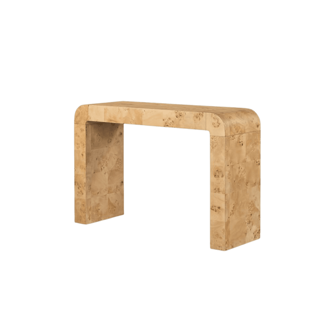 Burl wood console table