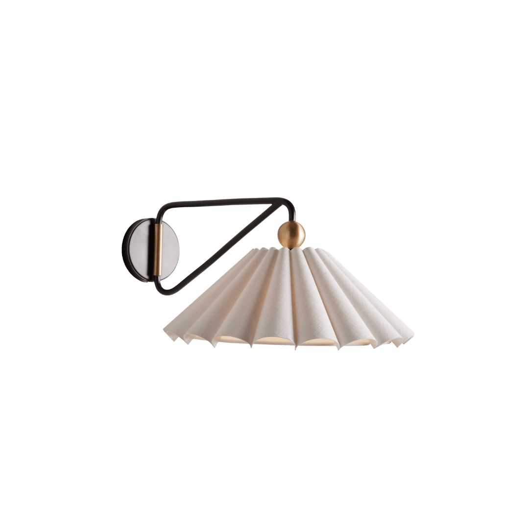 White pleated wall sconce