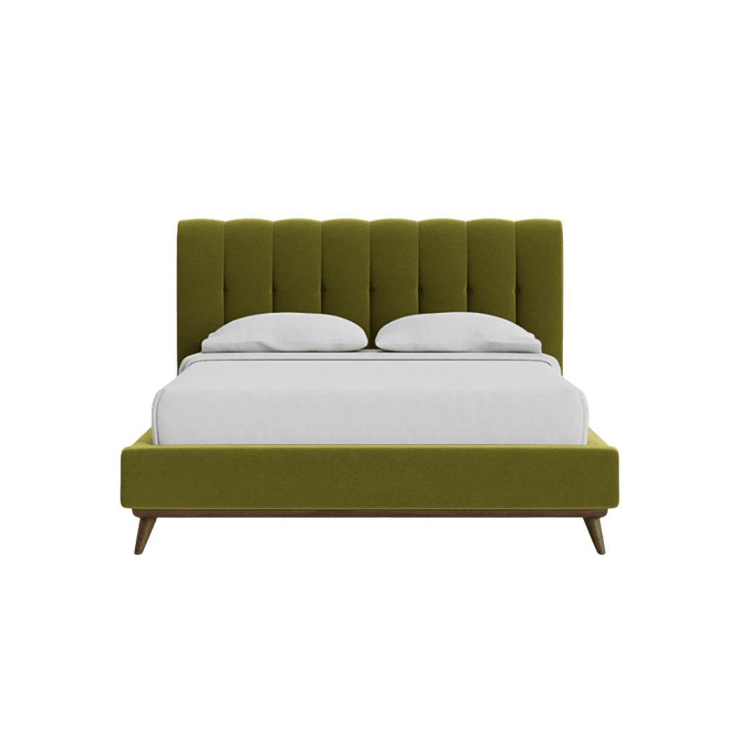 Olive green bedframe with headboard