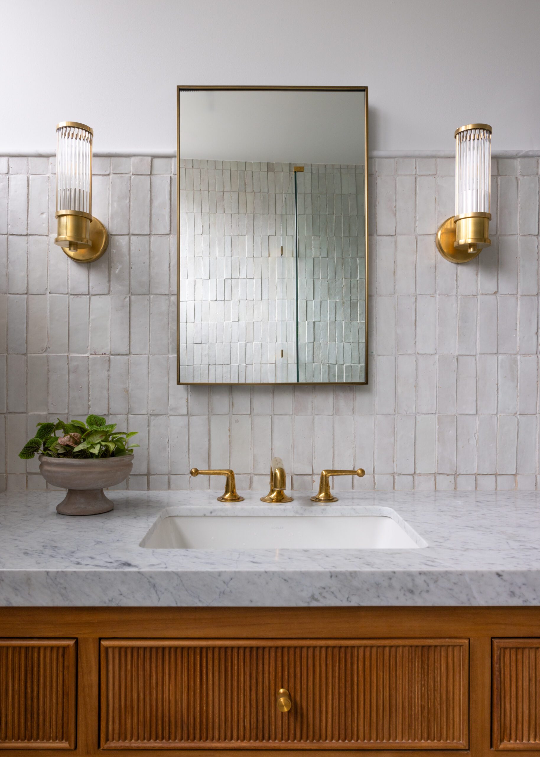 Modern bathroom design zellige tiles