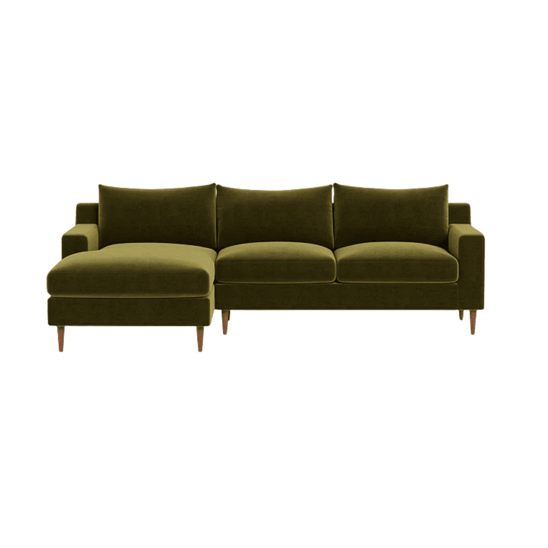 Dark olive green chaise sectional