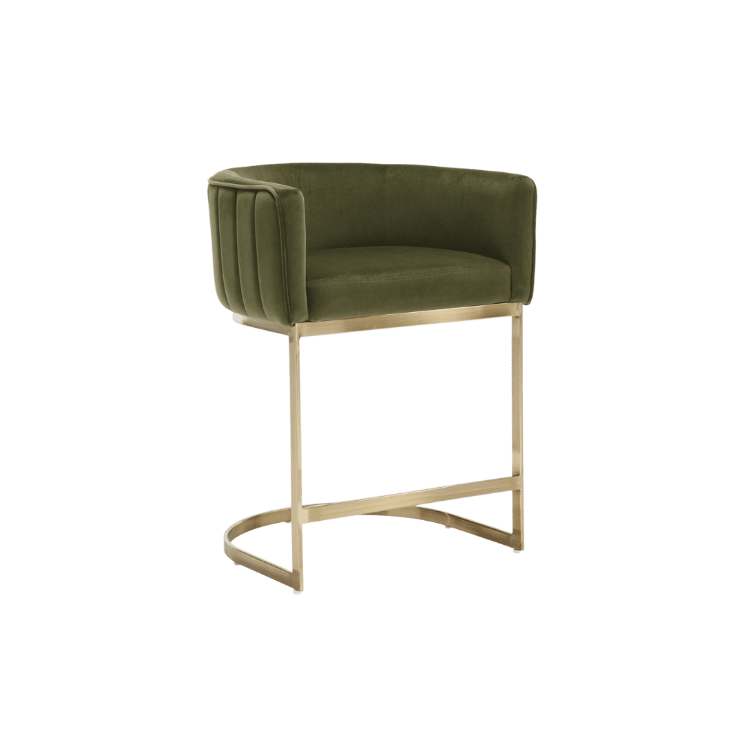 Upholstered green counter stool