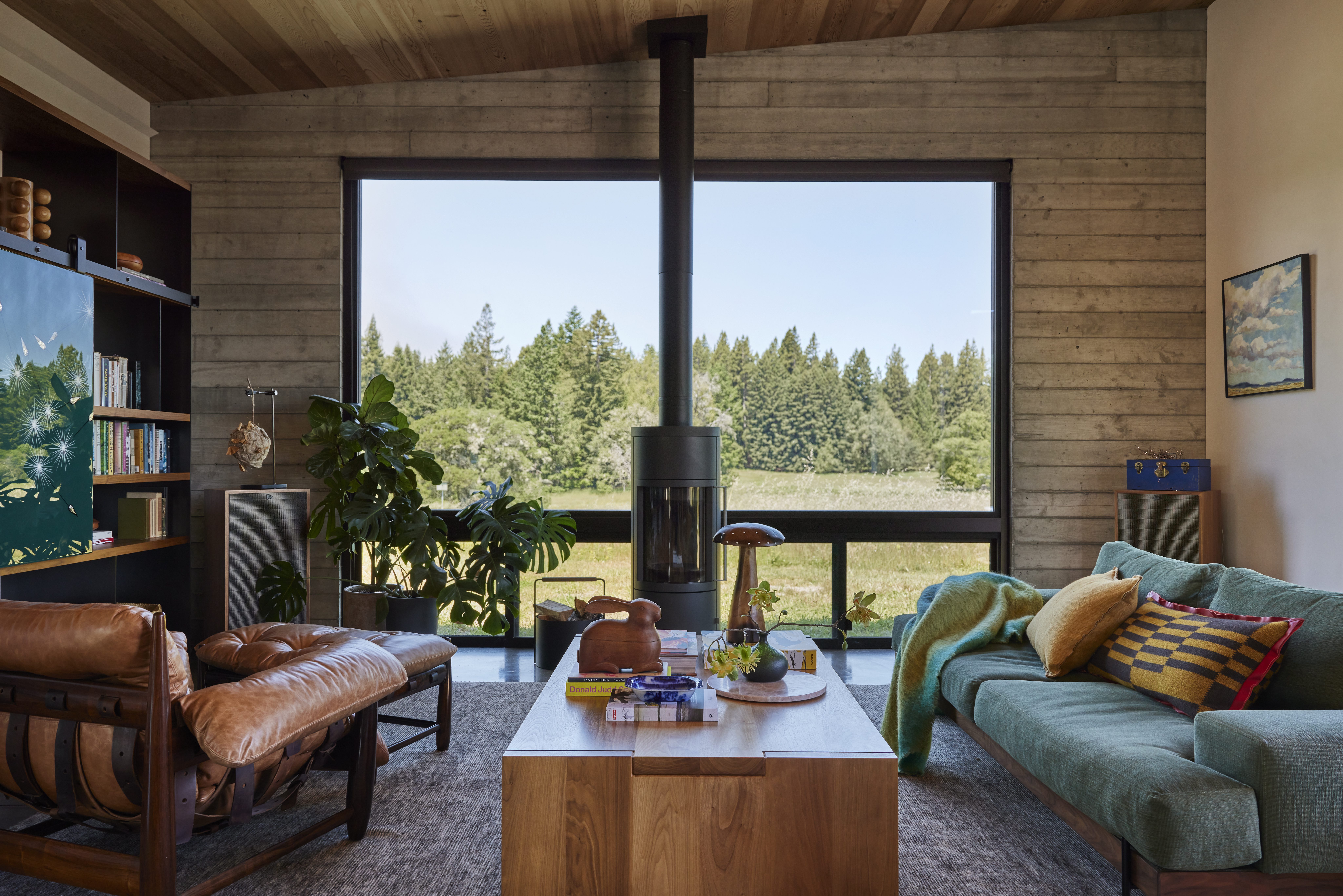 California cozy living room Refined Camp Occidental Regan Baker Design