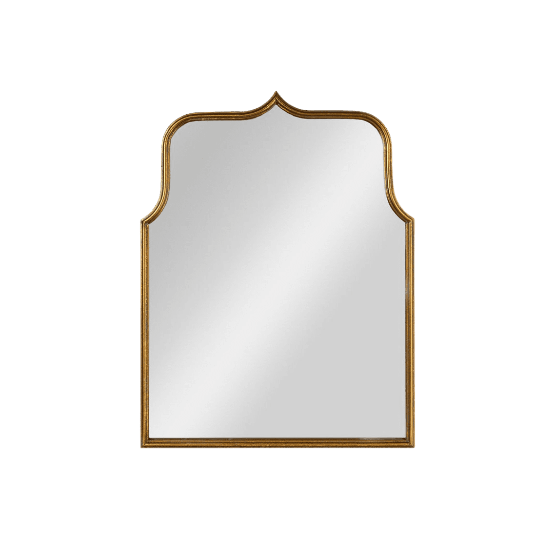 Arched brass wall mirror