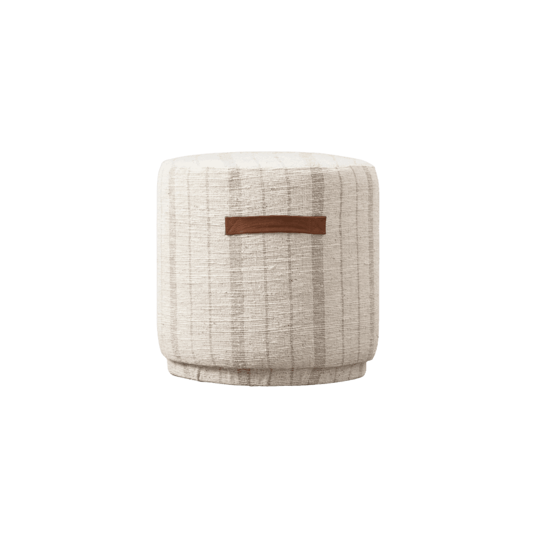 Round striped ottoman