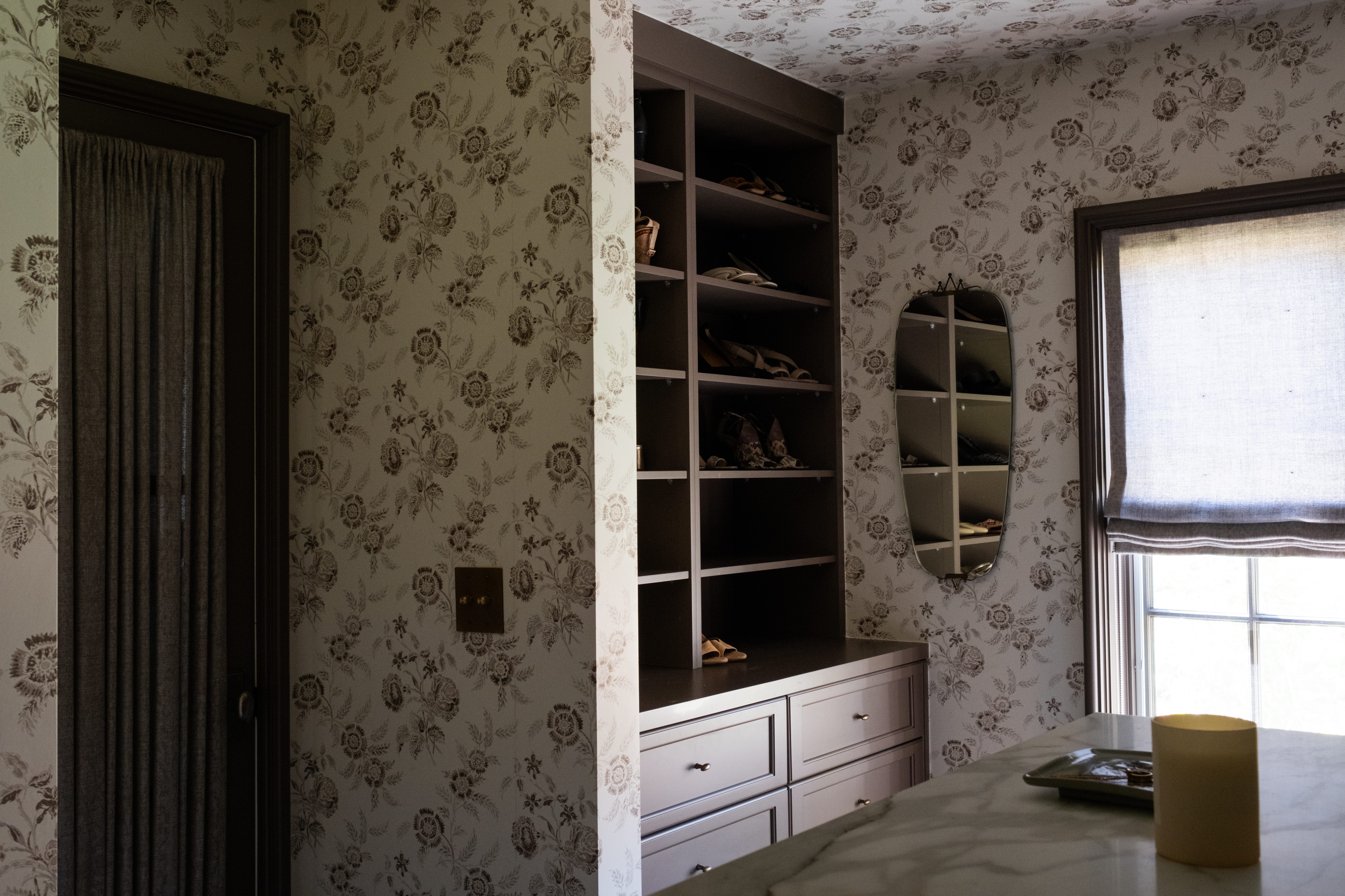 European Modern Cottage wallpaper closet inspiration