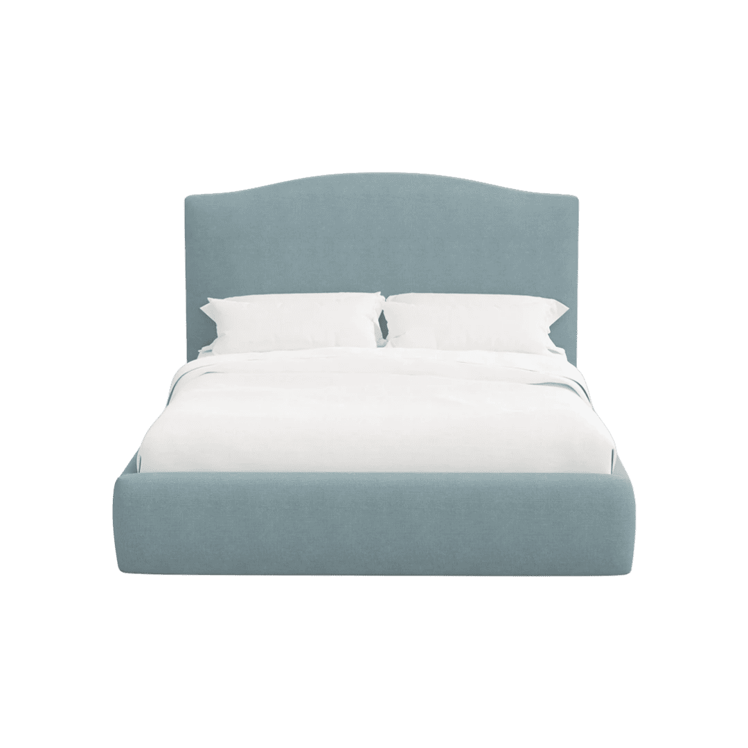 light blue upholstered bed frame