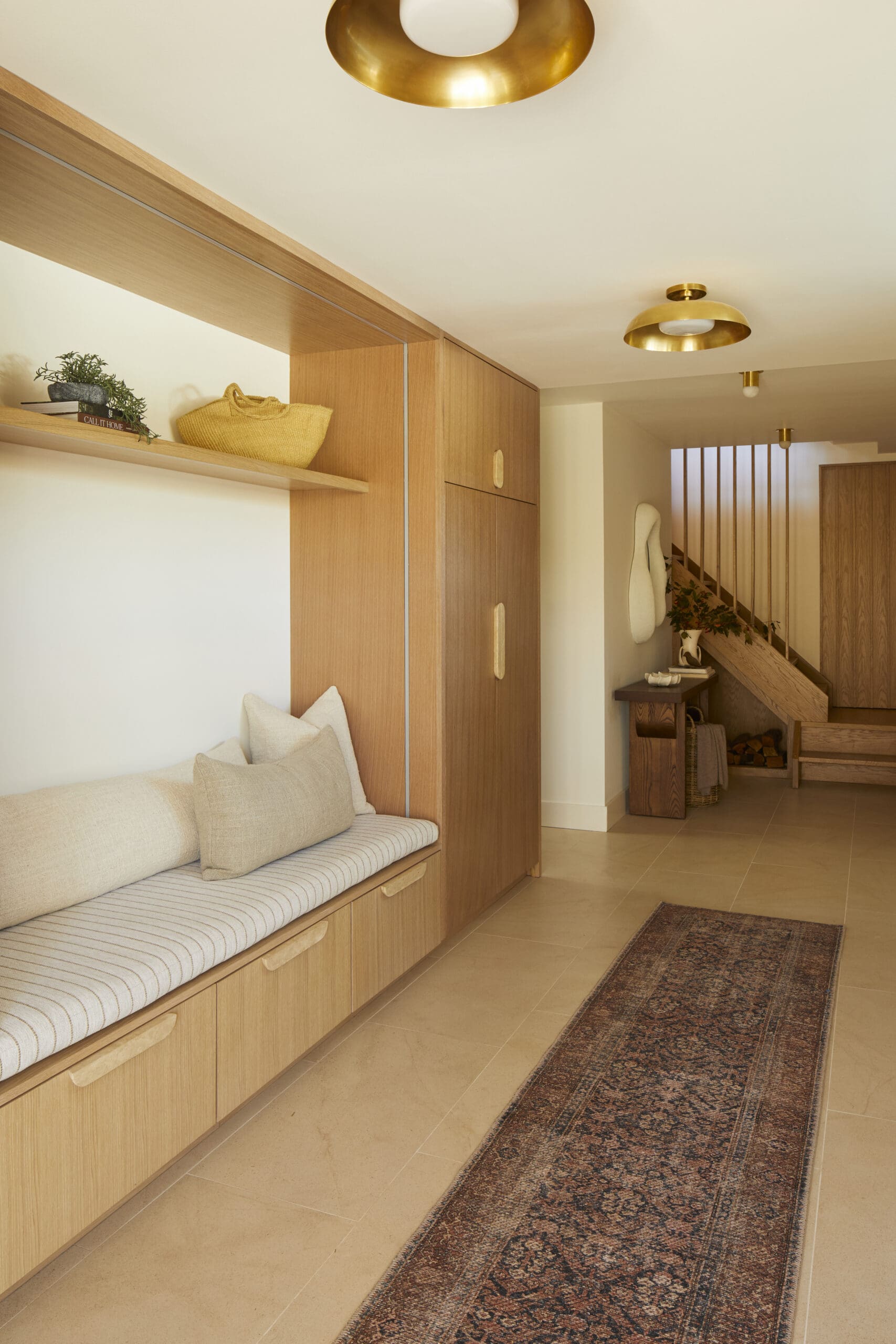 A-frame hallway with runner