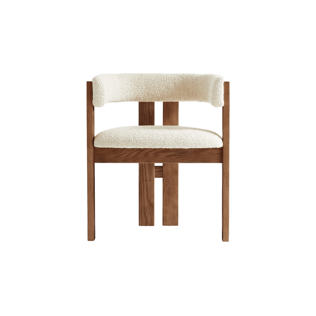 Boucle and wood chair