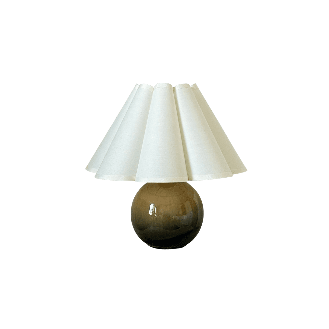 Ceramic table lamp with pleated lamp shade