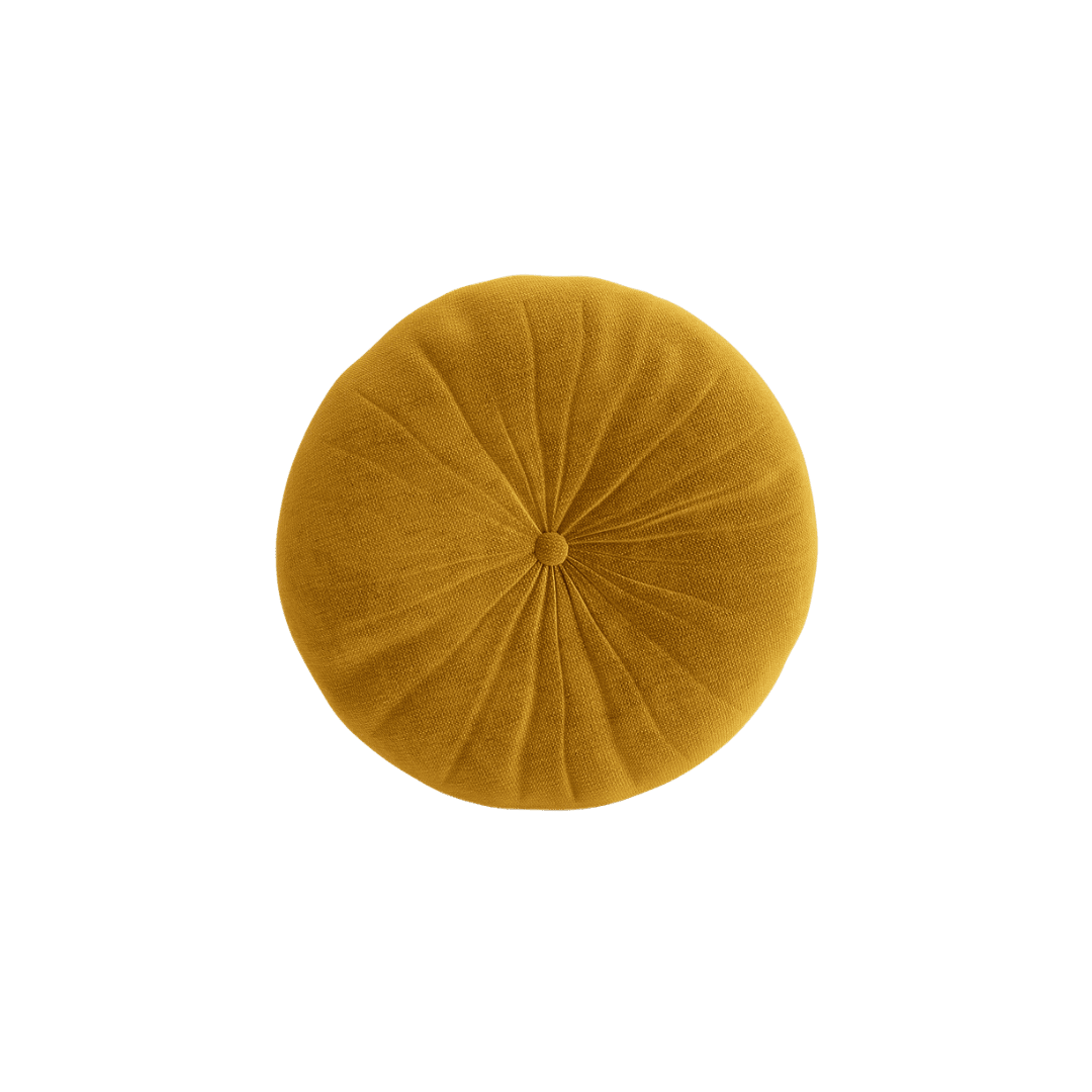 Mustard circular throw pillow