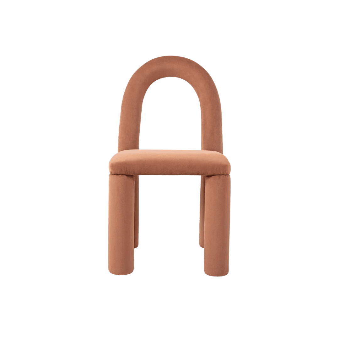 Light pink upholstered velvet dining chair