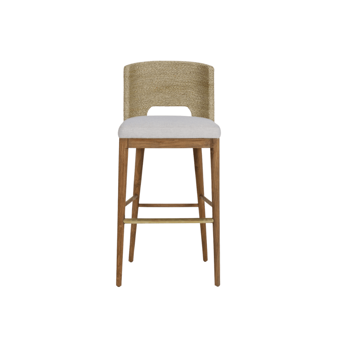 Beige woven counter stool