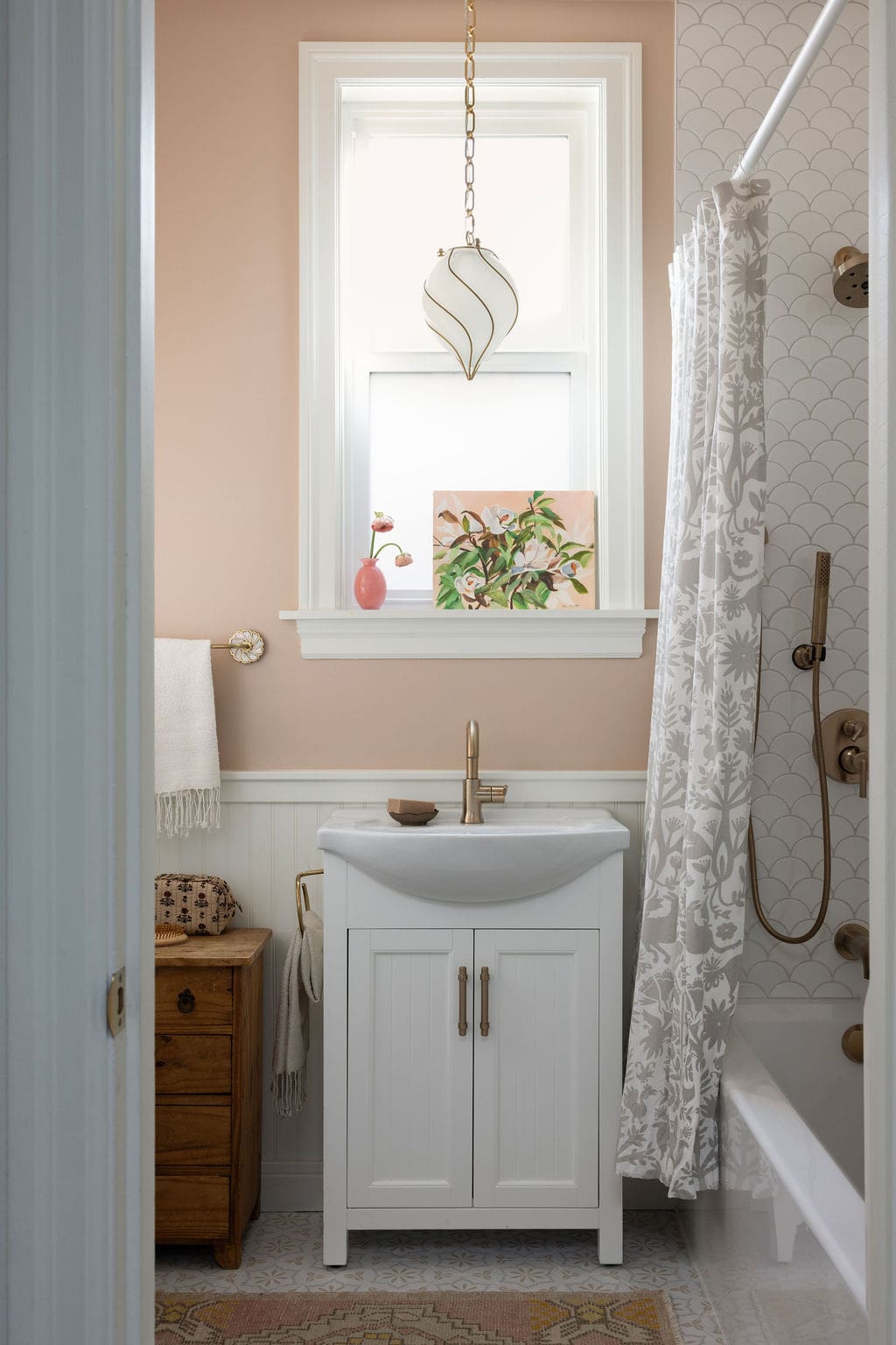 Bathroom with pink walls