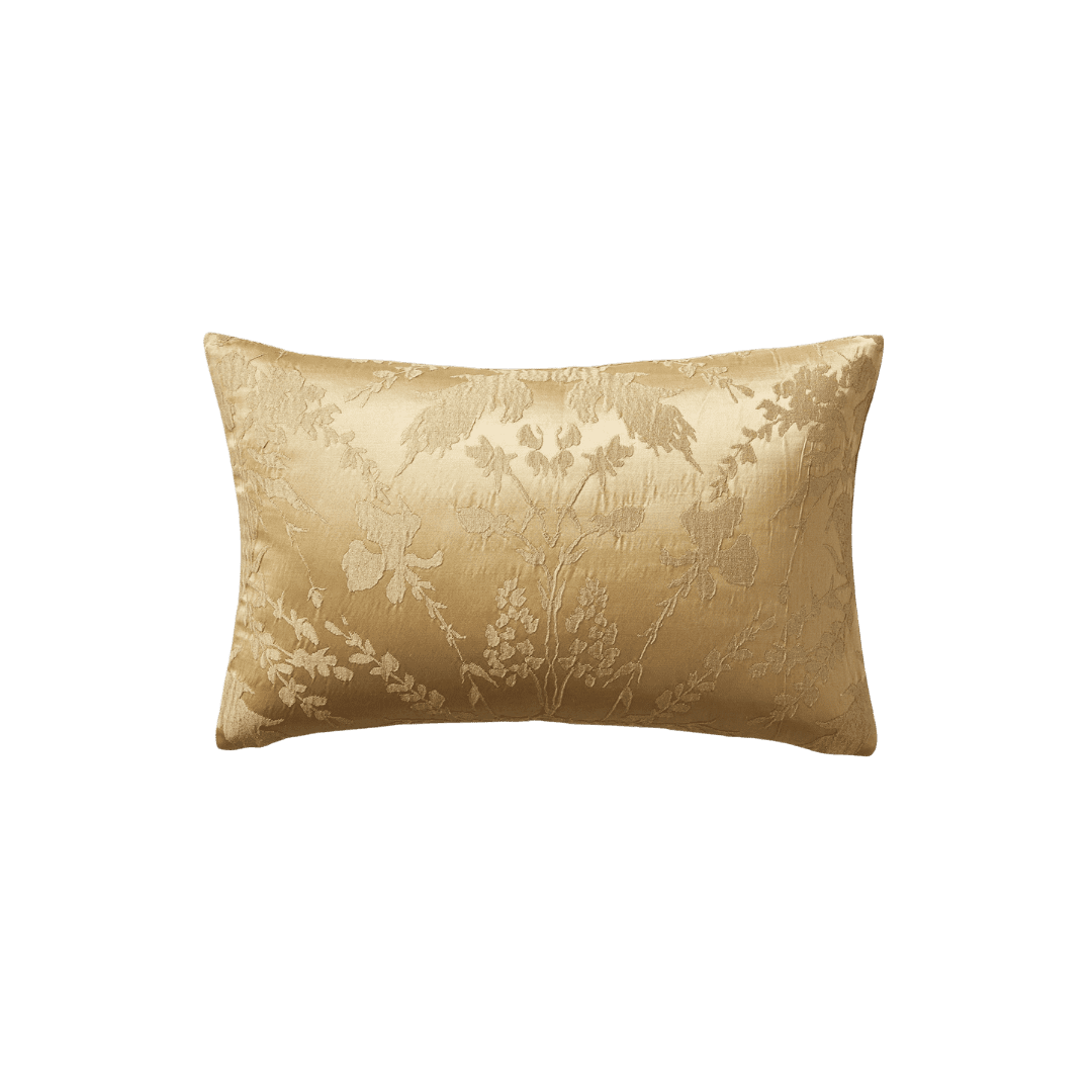 Gold pillow cover with motif detail