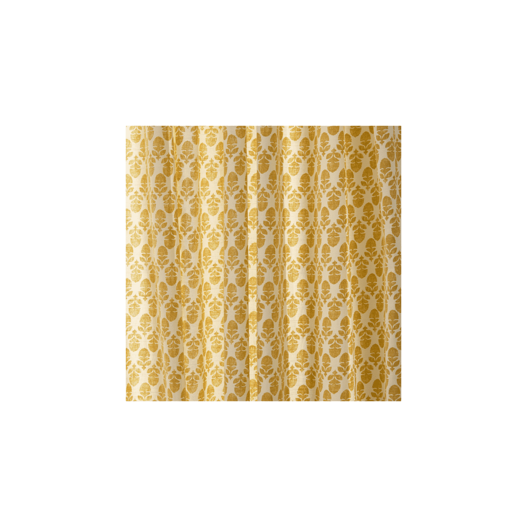 Yellow curtains with floral pattern