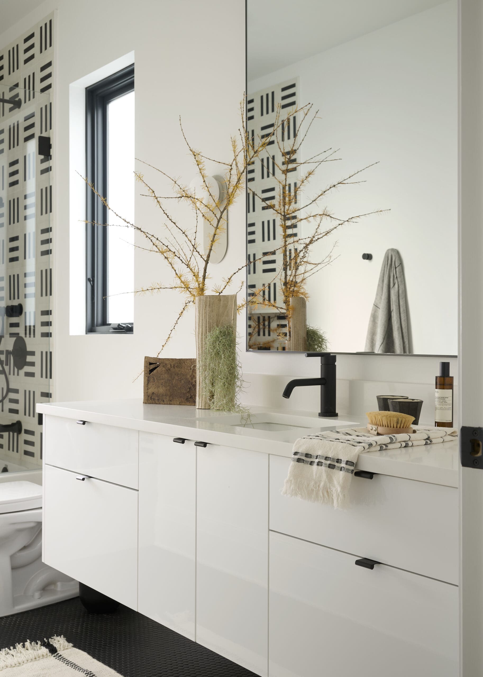 Modern white bathroom vanity