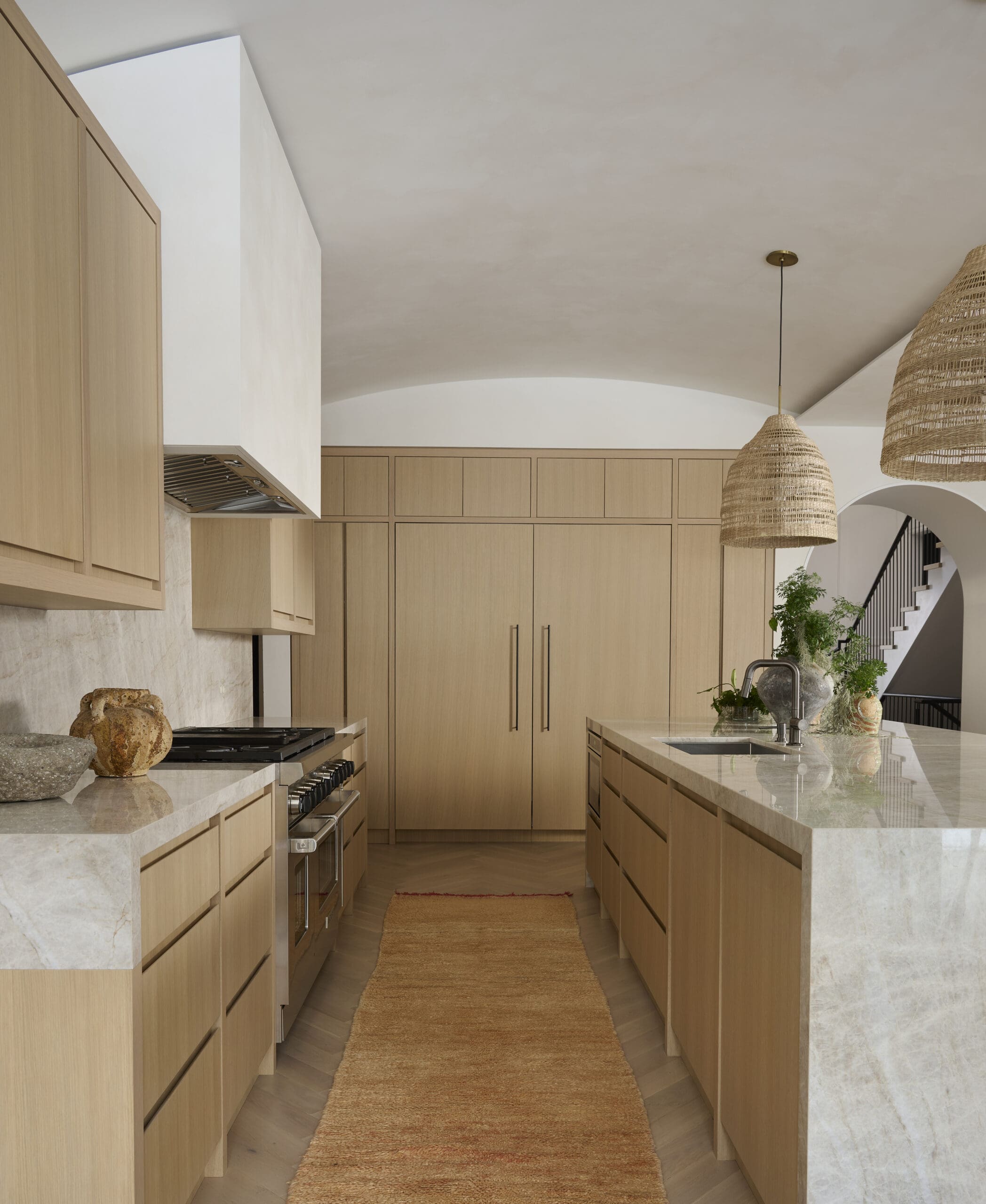 Oak wood kitchen with island