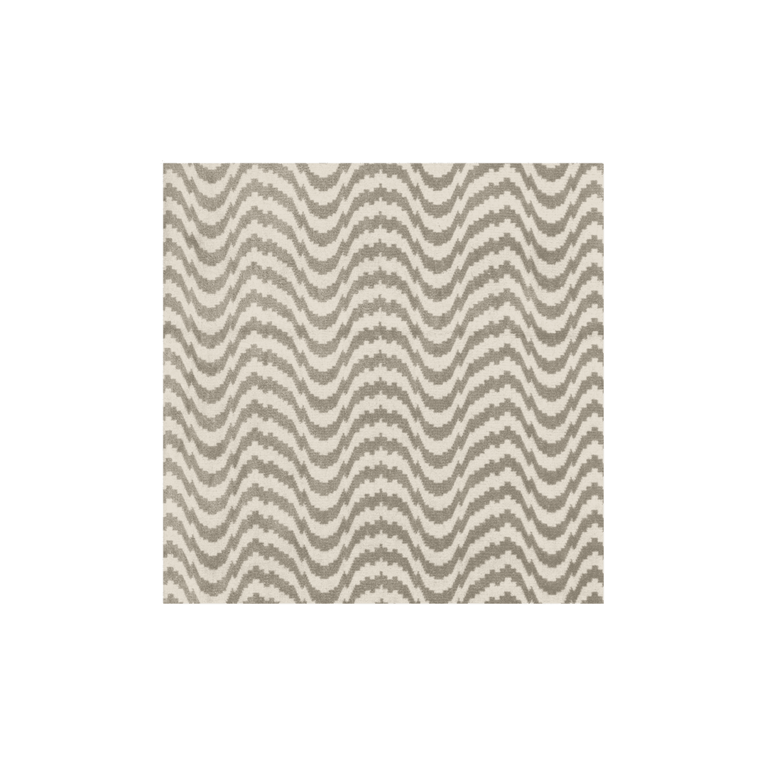 Square tile showing a beige and gray repeating wavy pattern resembling a rug or fabric design of neutral tones