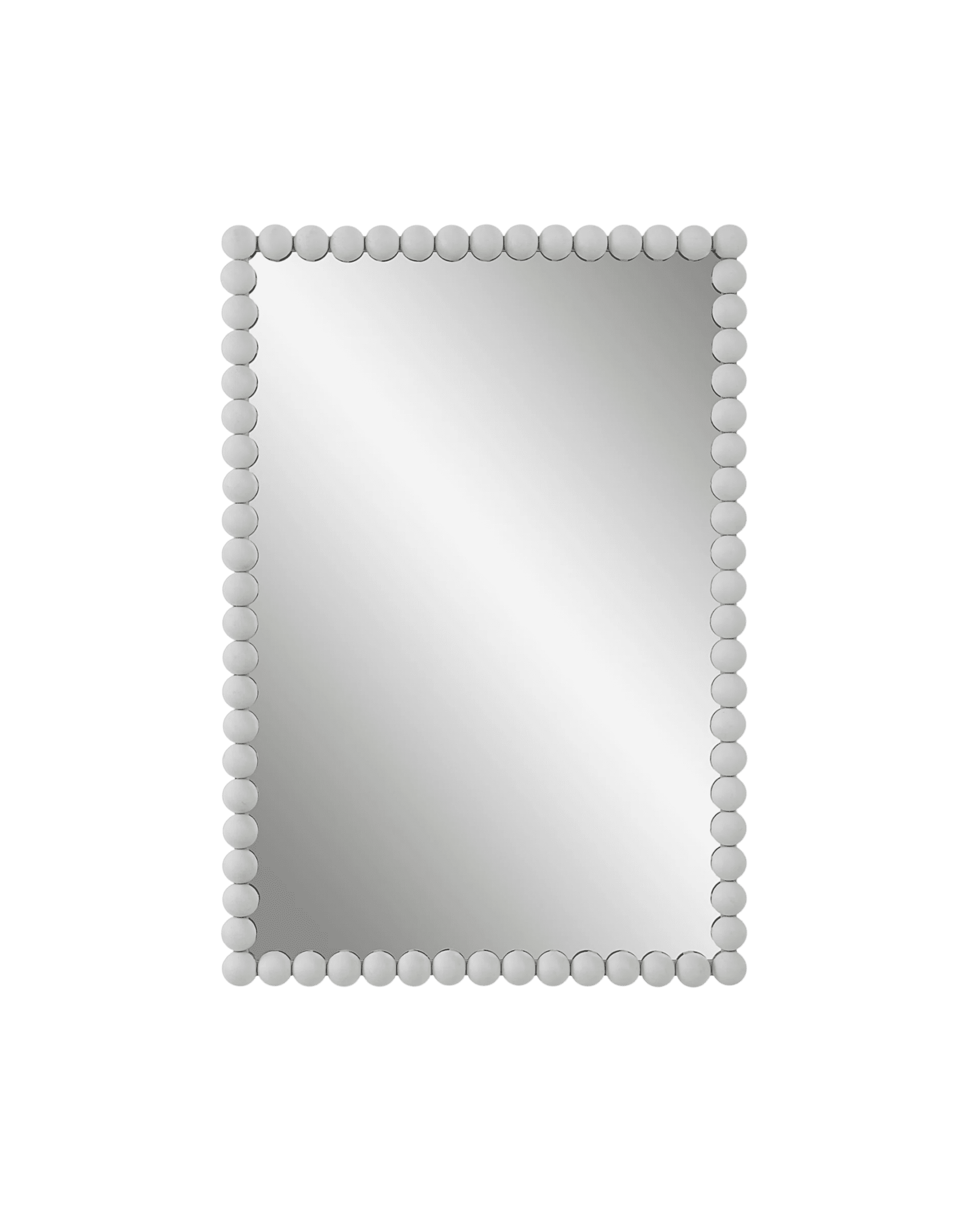 Rectangular mirror with a border of round bead-like balls on a black background.