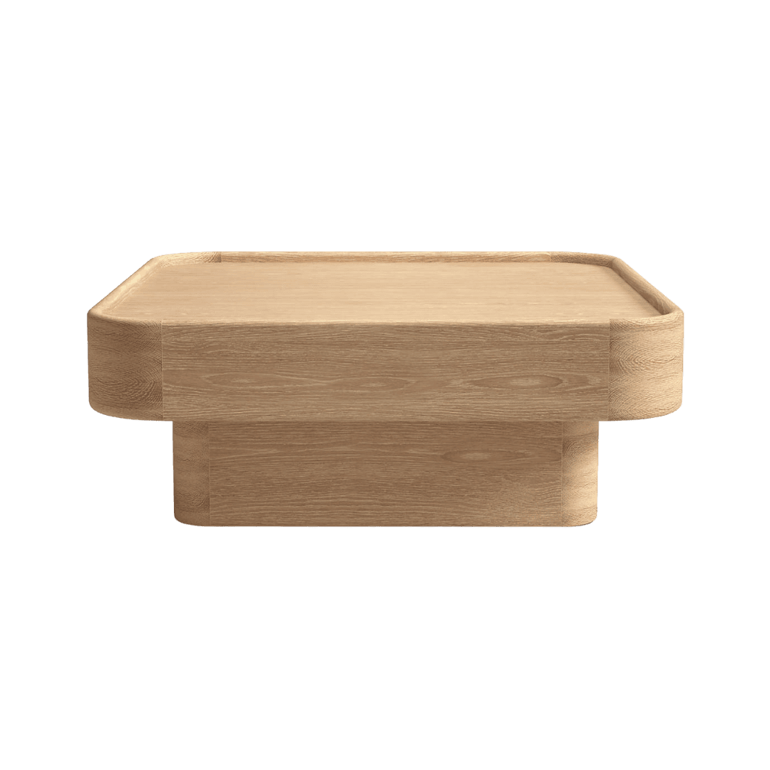 Wooden rectangular serving tray with rounded side handles and a raised lip on all edges